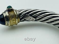 Cellini Vintage Pair Sterling Silver & 18k Gold Amethyst 10mm Cable Bracelets