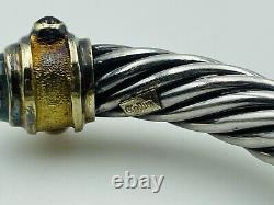 Cellini Vintage Pair Sterling Silver & 18k Gold Amethyst 10mm Cable Bracelets