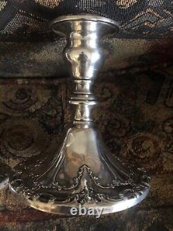 Chantilly by Gorham Sterling Silver pair of Candlesticks #750 Vintage