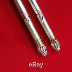 Chopstick pure sterling silver 925 Thailand reusable handmade vintage 1pair gift
