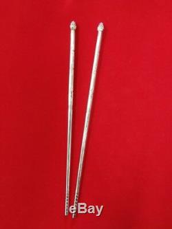 Chopstick pure sterling silver 925 Thailand reusable handmade vintage 1pair gift