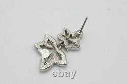 Christian Dior Vintage 1990s Maple Leaf Faux Crystals Pierced Earrings 2 Pair