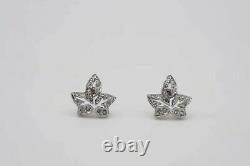 Christian Dior Vintage 1990s Maple Leaf Faux Crystals Pierced Earrings 2 Pair