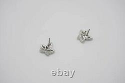 Christian Dior Vintage 1990s Maple Leaf Faux Crystals Pierced Earrings 2 Pair