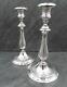 Christofle Silver Plated Candlesticks Pair Guilloche Engraving Albi Art Deco