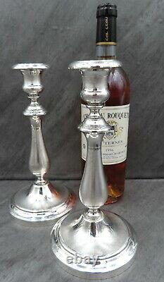 Christofle Silver Plated Candlesticks Pair Guilloche Engraving ALBI Art Deco