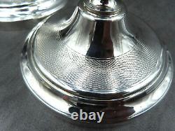 Christofle Silver Plated Candlesticks Pair Guilloche Engraving ALBI Art Deco