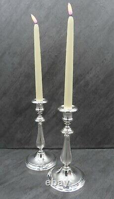 Christofle Silver Plated Candlesticks Pair Guilloche Engraving ALBI Art Deco