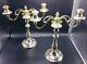 Christofle Vintage French Pair Silver Plated 2 Light Candelabra Candlesticks