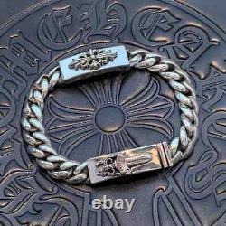 Chrome Hearts Classic Vintage Cross Double Buckle 925 Silver Chain Brace -Unisex