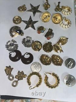 Clip On Earrings Lot Of 15 Pair All Signed Vintage