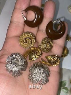 Clip On Earrings Lot Of 15 Pair All Signed Vintage