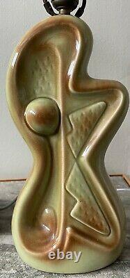 Cool Pair Vintage 1950s Atomic Era Biomorphic Ceramic Lamps Mid Century Modern