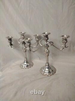Countess Silver 3 Light Candelabras Pair Vintage Silver Plate