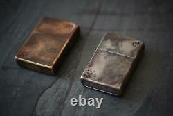 Custom Edc Unique Distressed Vintage Style Silver & Bronze Zippo Pair Set Of 2
