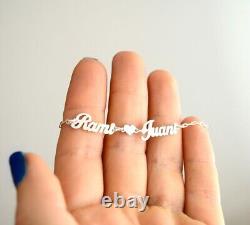 Customize Couple Name Letter Charming Bracelet Vintage 925 Sterling Silver
