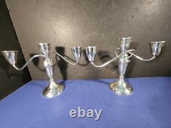 DUCHIN CREATION Weighted STERLING SILVER 3 Arm Candelabra 7.5x10 Vintage Pair