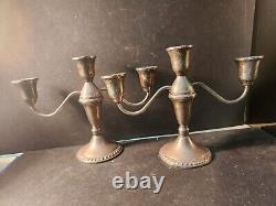 DUCHIN CREATION Weighted STERLING SILVER 3 Arm Candlesticks Vintage Pair