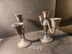 DUCHIN CREATION Weighted STERLING SILVER 3 Arm Candlesticks Vintage Pair