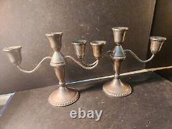 DUCHIN CREATION Weighted STERLING SILVER 3 Arm Candlesticks Vintage Pair