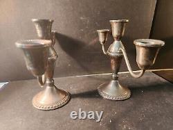 DUCHIN CREATION Weighted STERLING SILVER 3 Arm Candlesticks Vintage Pair