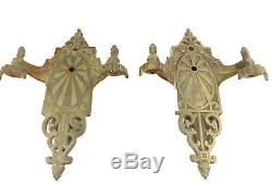 Deco Wall Sconces Vintage Pair Double Arms Pewter Silver 1920s to Rewire Restore