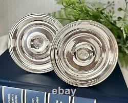 Duchin Sterling Silver Candle Holders Vintage Glass Hurricane Etched Floral 2