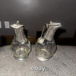 ECLECTIC Pair Clear Glass and Silver-Plated Duck Wine/Claret Decanter VINTAGE