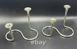 Eigil Jensen Anton Michelsen Denmark Vintage Pair Sterling Silver Candlesticks