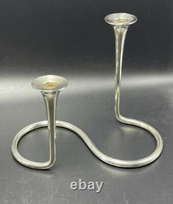 Eigil Jensen Anton Michelsen Denmark Vintage Pair Sterling Silver Candlesticks