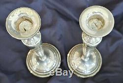 Elegant Vintage Pair of 9-3/4 Inch Tall Sterling Silver Candlestick Holders
