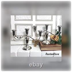 Empire Vintage Sterling Weighted Candelabras #384 Taper Candle holders Pair