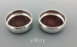 Excellent Vintage Pair Of English Silver Wine Coasters