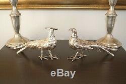 Exquisite Antique Vintage Sterling Silver Pheasants Pair Symbolic Love Wedding