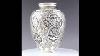 Exquisite Pair Vtg Persian Silver Vases W Chased Flowers Birds Design 51494 Vases