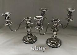 FINE PAIR OF VINTAGE SILVER PLATED CANDELABRA CANDLESTICK by BARKER ELLIS