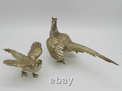 FINE PAIR VINTAGE SOLID STERLING SILVER TABLE PHEASANTS 1964 451 g