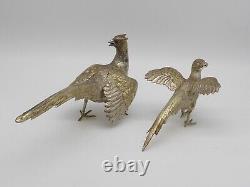 FINE PAIR VINTAGE SOLID STERLING SILVER TABLE PHEASANTS 1964 451 g