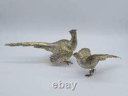 FINE PAIR VINTAGE SOLID STERLING SILVER TABLE PHEASANTS 1964 451 g