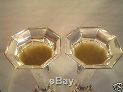 Fabulous Pair Vintage Reed & Barton Sterling Art Deco 12.5 Trumpet Vases