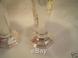 Fabulous Pair Vintage Reed & Barton Sterling Art Deco 12.5 Trumpet Vases
