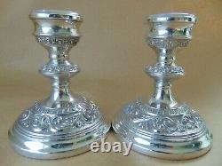 Fabulous Pair Vintage Sterling Silver Scrolls Candlesticks 1962