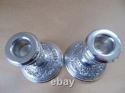 Fabulous Pair Vintage Sterling Silver Scrolls Candlesticks 1962