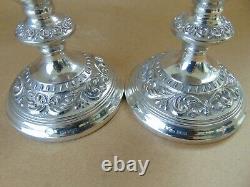 Fabulous Pair Vintage Sterling Silver Scrolls Candlesticks 1962