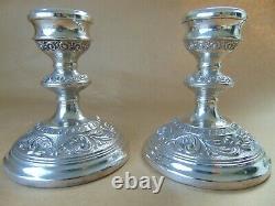 Fabulous Pair Vintage Sterling Silver Scrolls Candlesticks 1962