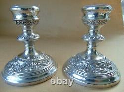 Fabulous Pair Vintage Sterling Silver Scrolls Candlesticks 1962