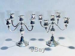 Fabulous Vintage A Pair Of 10.5 Tall & 5 Candle Holder Silver Plated Candelabra