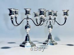 Fabulous Vintage A Pair Of 10.5 Tall & 5 Candle Holder Silver Plated Candelabra