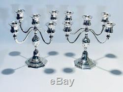 Fabulous Vintage A Pair Of 10.5 Tall & 5 Candle Holder Silver Plated Candelabra