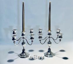 Fabulous Vintage A Pair Of 10.5 Tall & 5 Candle Holder Silver Plated Candelabra